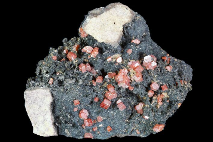 Red Vanadinite Crystals On Manganese Oxide - Morocco #103584